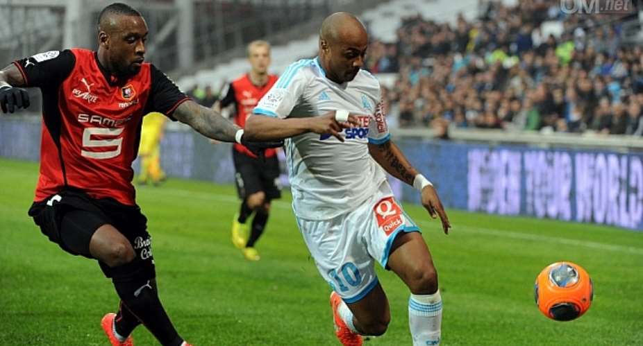 Ghana star Andre Ayew scored all three goals for Marseille against Ajaccio