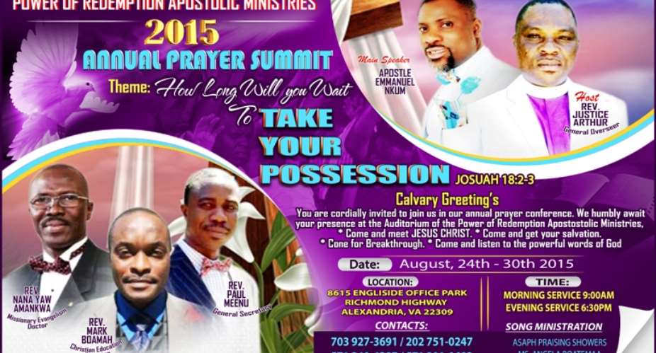 Power Of Redemption Apostolic Ministries Set To Hold 2015 Annual Prayer Summit