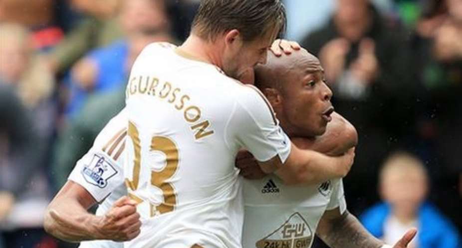 Andre Ayew celebrates after scoring Swansea8217;s equalizer