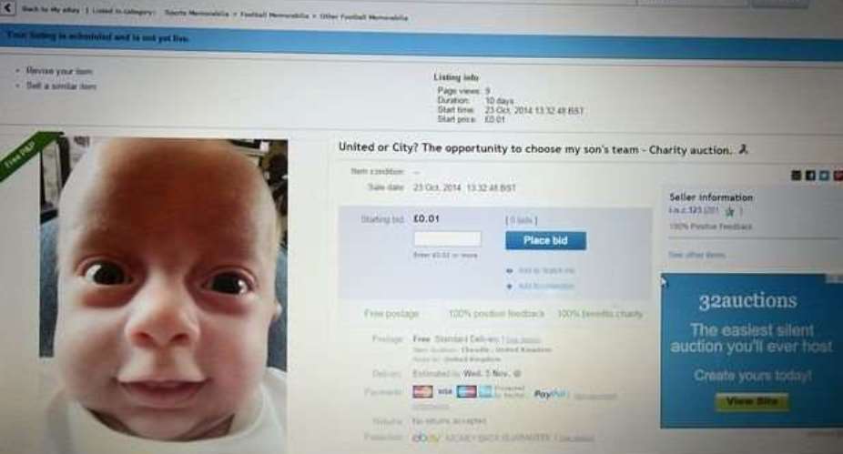 Man United or City? Father auctions baby son's future club choice on eBay