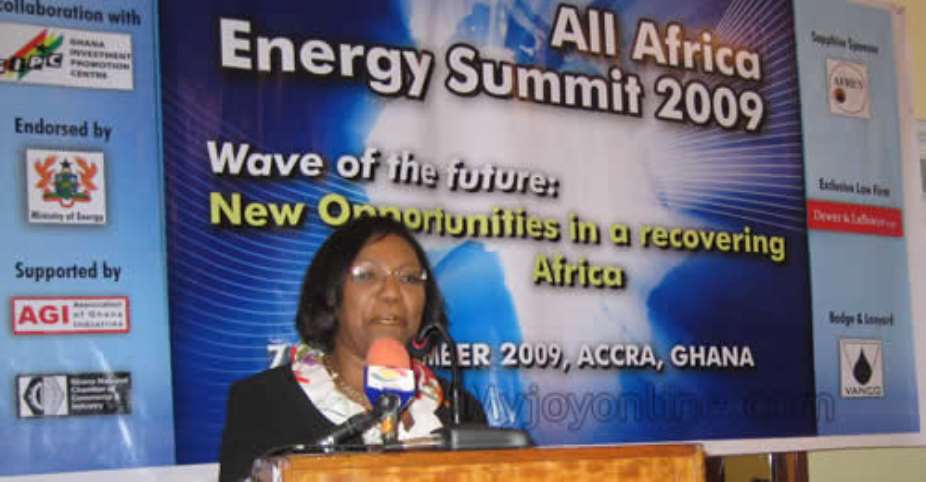 Mrs Betty Mould Iddrisu, Attorney-General and Minister of Justice, addressing the summit on Tuesday.