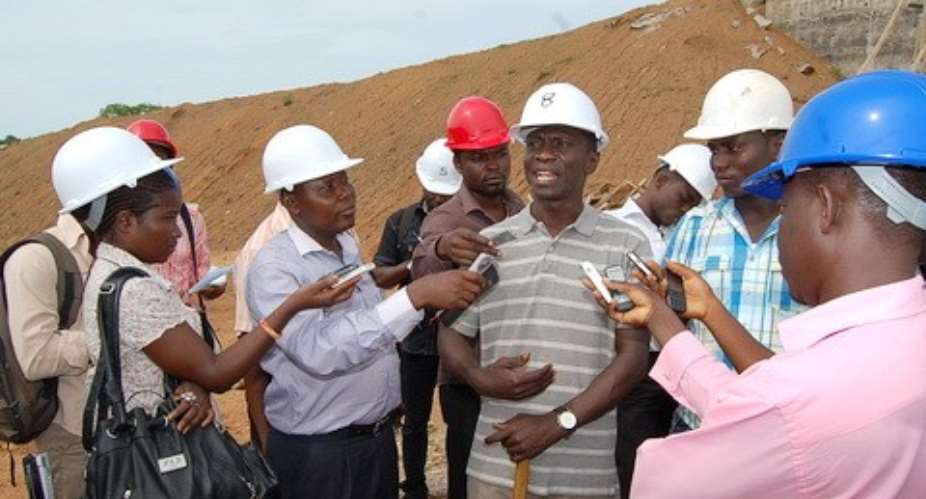Mr Kwame Gyan CEO of Atiwa Quarries speaking to journalists during the outdooring ceremony.