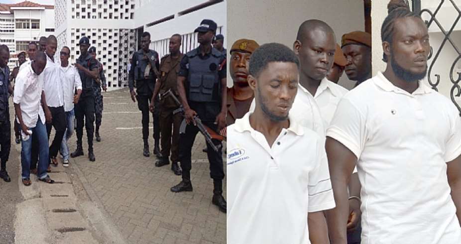 The Ecobank robbers after thier sentencing and Shaka Zulu and his accomplices yesterday