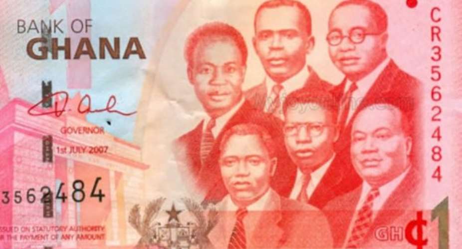 The Big Six as they appear on the GHS1 note currently in circulation.