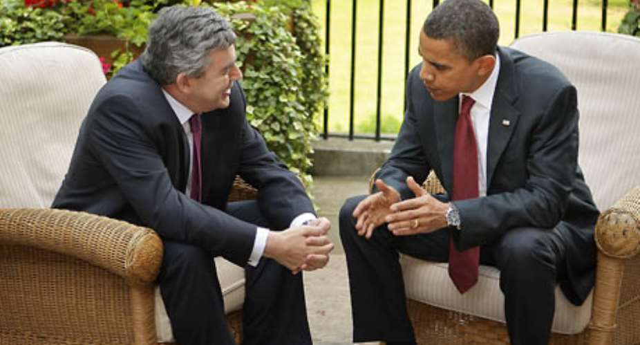 Gordon Brown and Barack Obama during their meeting at Downing Street Photo: GETTY