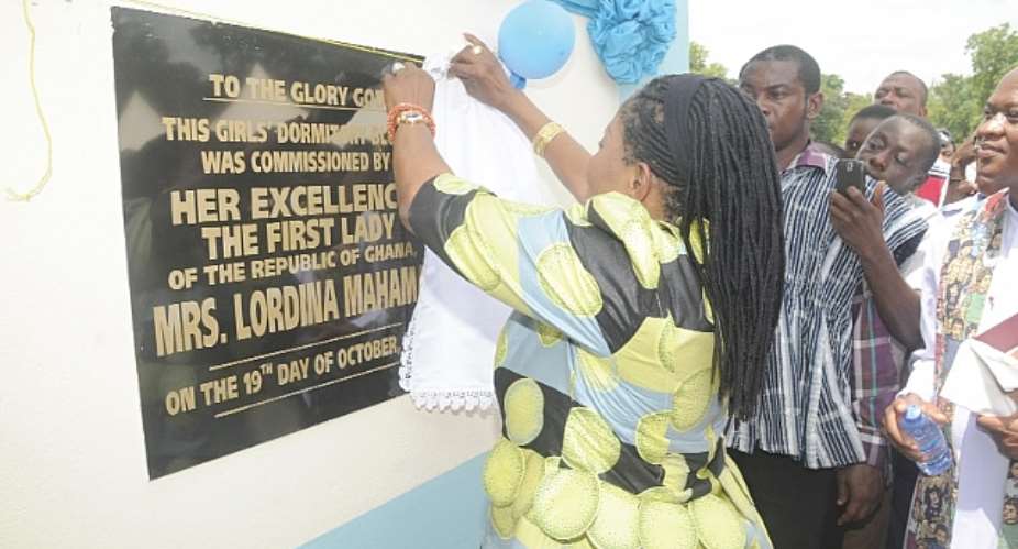 First Lady inaugurates girls' dormitory for GHANASCO