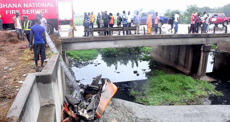 Two die as cement trailer plunges into ditch