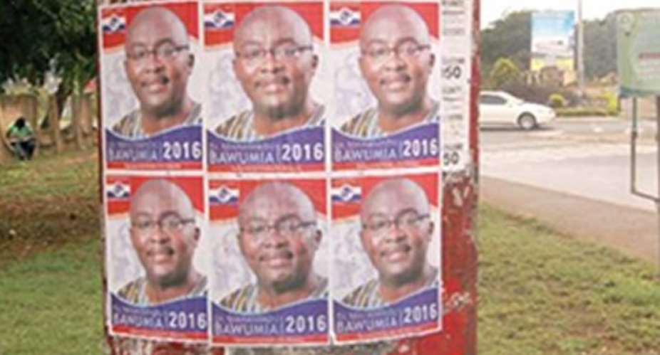 Posters of Dr Bawumia along the castle road, near the Psychiatric Hospital in Accra.