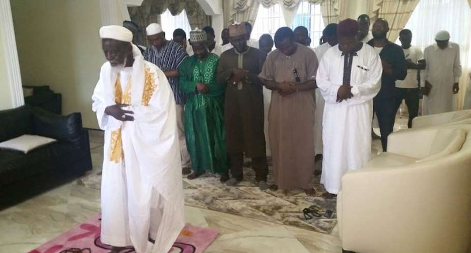 Chief Imam leading prayers at Mubarak Wakaso8217;s new residence.