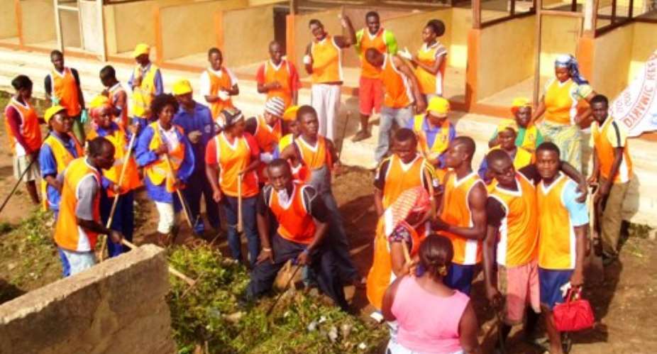 Dynamic Keep-Fit Club cleans Ofankor market to mark May Day