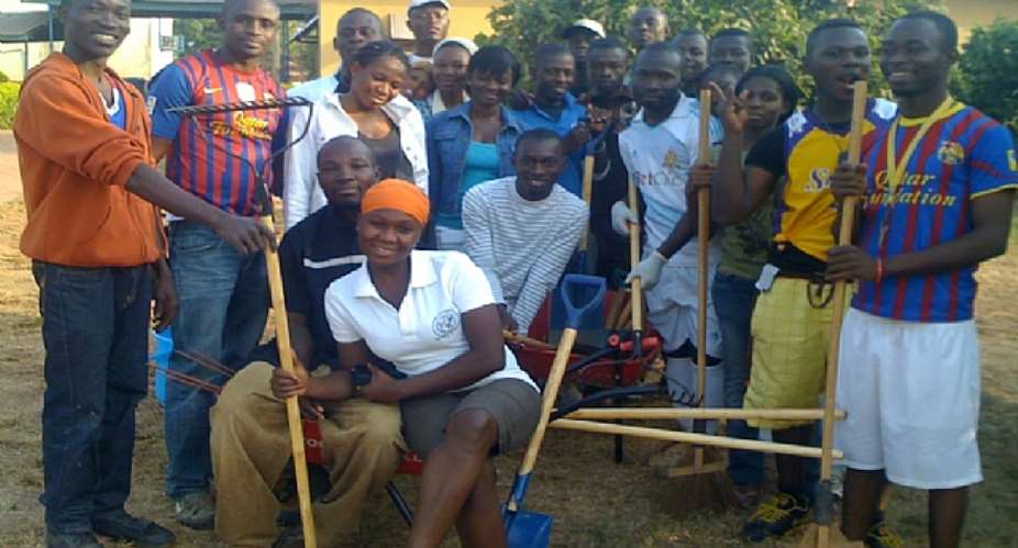 A section of the members who turned up for the clean-up activity