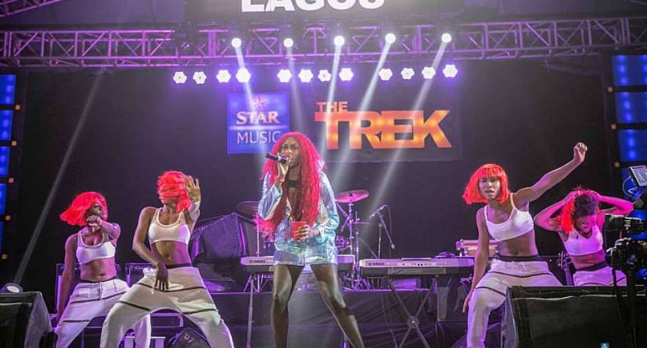 Red Alert: Cynthia Morgan Dazzles With Red Head Stage Crew At StarMusicTrek Lagos Finale
