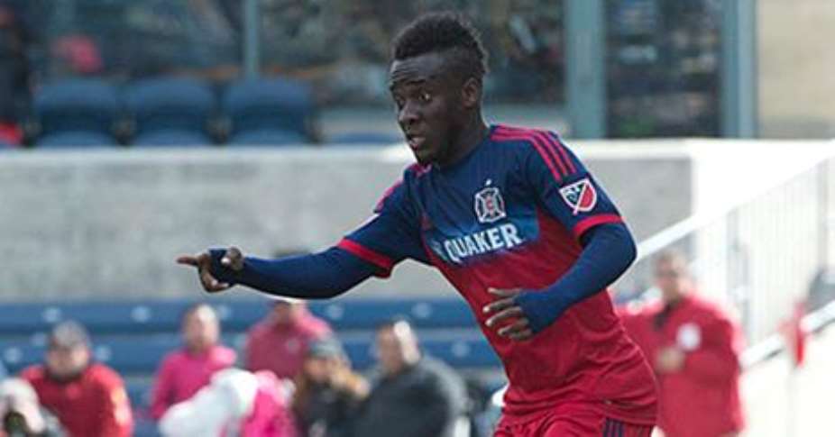 David Accam was sent off in USA