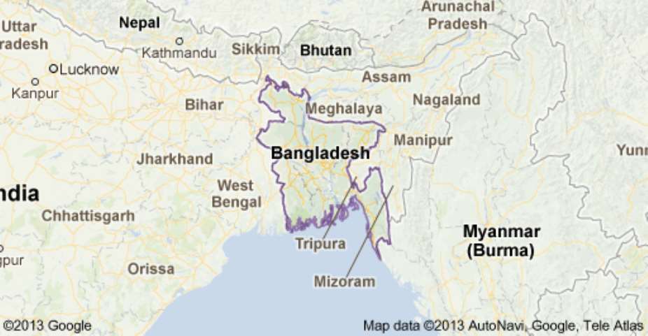 Image: Bangladesh Map indicating in centre