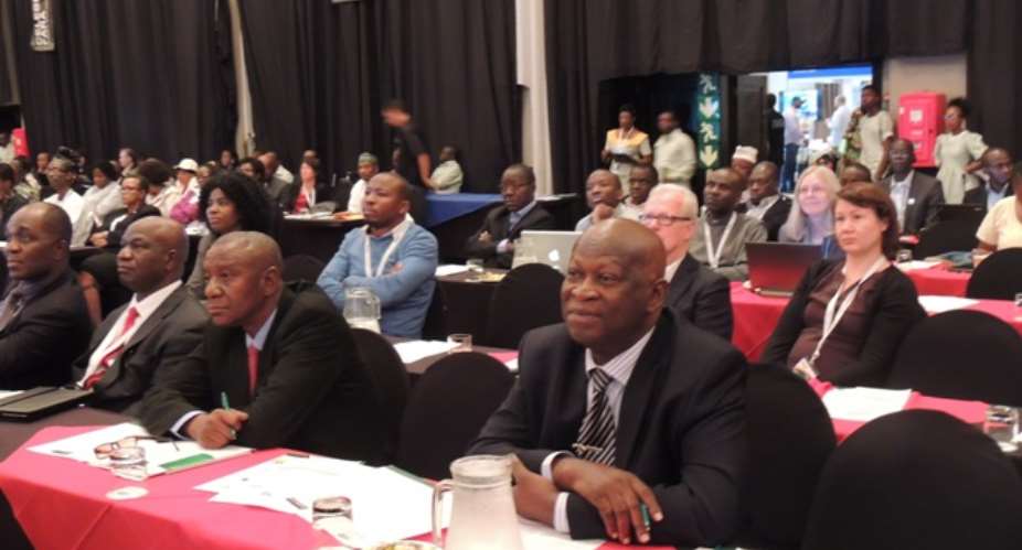 Dr Alfred Dixon, Head of Partnership Coordination Office (right in front) and leader of delegation from IITA with other guests to mark the 15 anniversary of FARA in Johannesburg