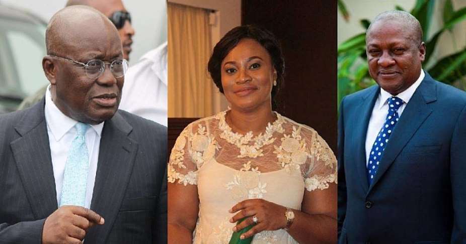 Nana Akufo-Addo, EC Boss Charlotte Osei and President John Mahama