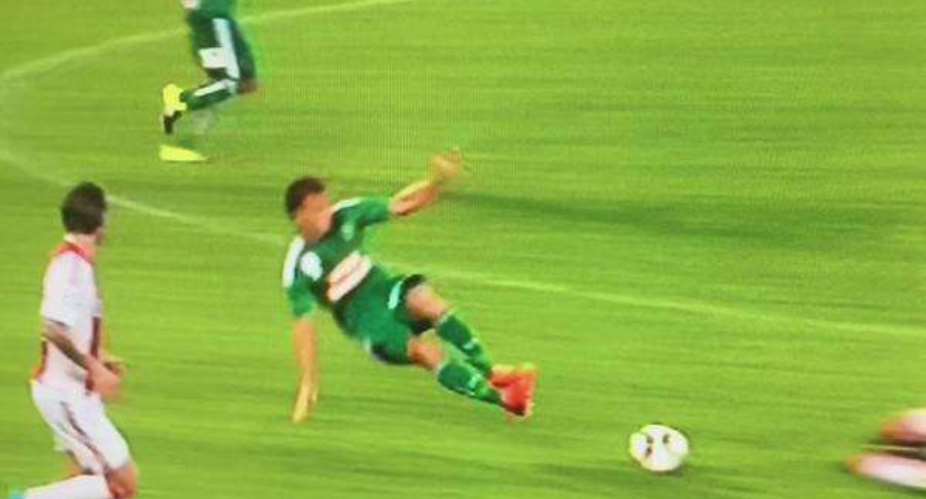 Horror tackle: Footballer sent off for shocking two-footed tackle