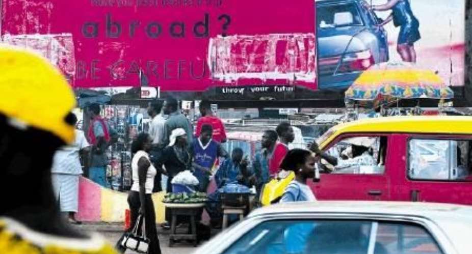 A billboard in Benin City, Nigeria, warns against the dangers of human trafficking.  Photo HH