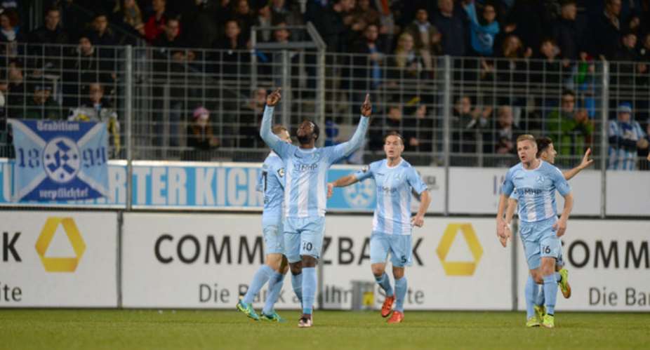 German-born Ghanaian forward Erich Berko scores in German lower-tier