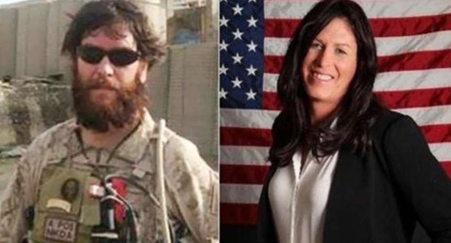 Photo of former Seal Team Six member Chris Beck before, left, and after becoming a woman.