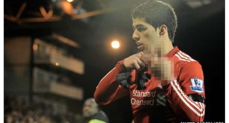 Suarez raised the middle finger on his left hand as he left the pitch