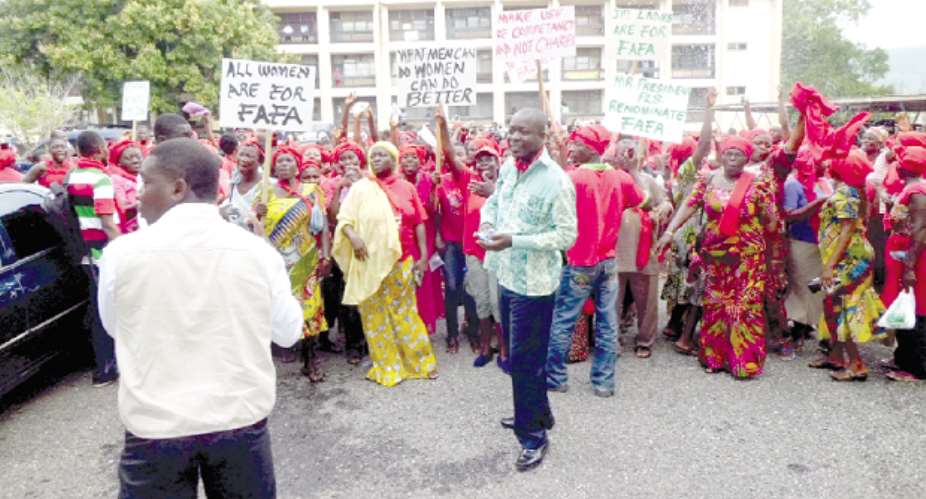Women groups demonstrate, call for renomination of Mrs Adinyira