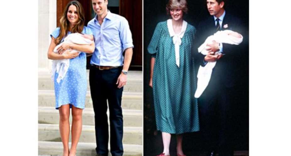 Middleton's dress featured a similar polka-dot pattern to the one Princess Diana wore in 1982 while introducing Prince William with husband Prince Charles.