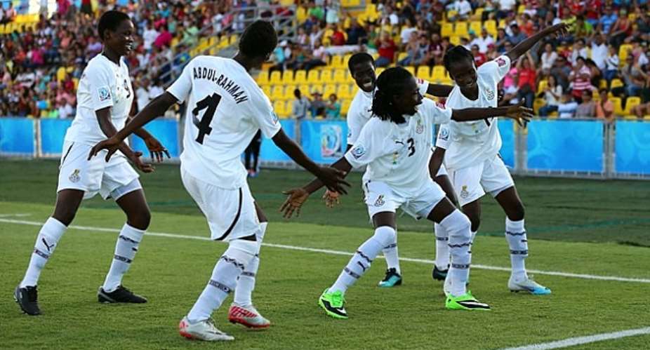 Ghanas Black Maidens celebrating their strike