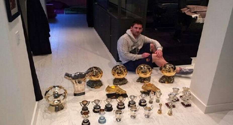 Lionel Messi Shows Off His Trophy Collection