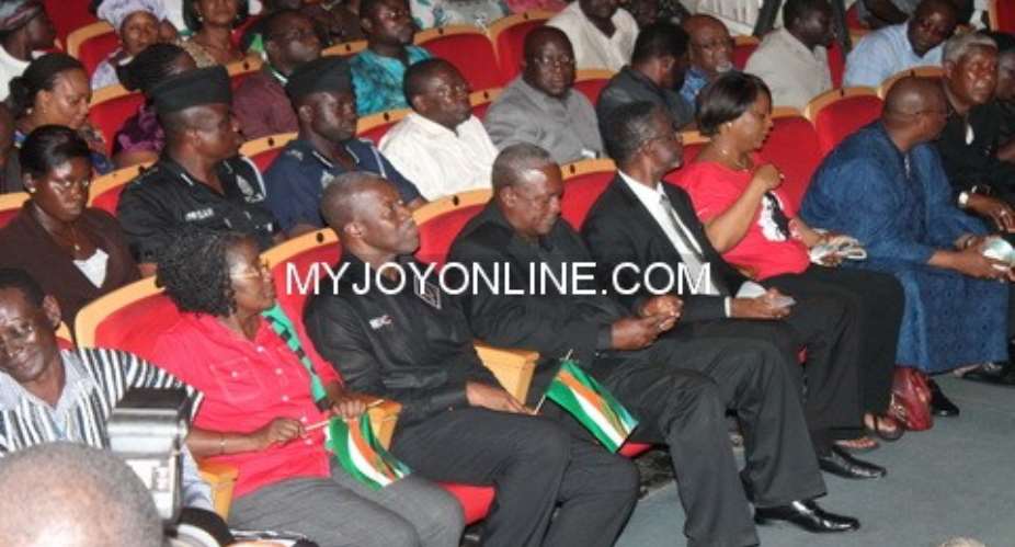 The president John Mahama and Vice President Papa Kwesi Amissah Arthur seated in the front row at the outdooring ceremony