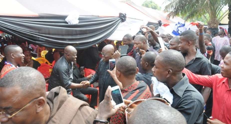 Nana Addo interacting with the people at the funeral