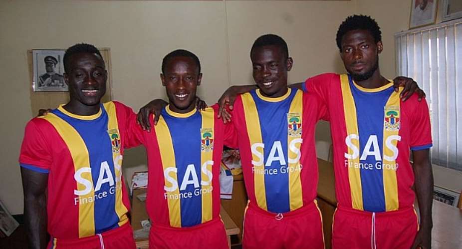 Hearts of Oak players in the new kits for the 20132014 season.