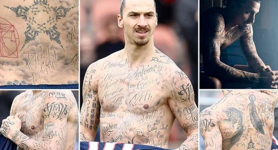 Zlatan Ibrahimovic tattoos names of 50 starving people