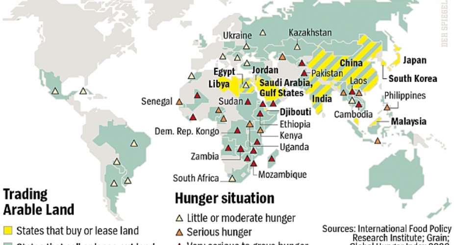 Africa land grab and hunger map