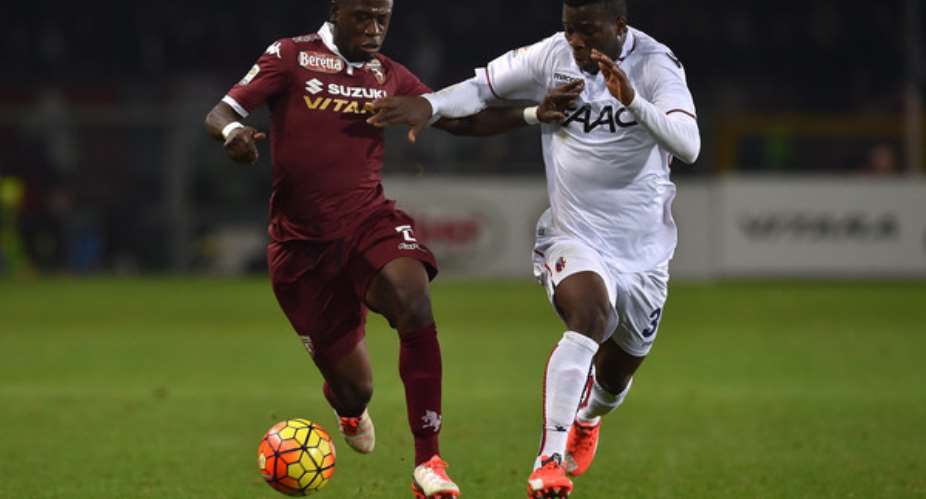 Afriyie Acquah left and Godfred Donsah competing for the ball this season in a Serie A clash.
