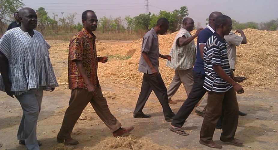 Mr. Johnson Asiedu Nketiah and some regional directors who toured the farms for the documentary