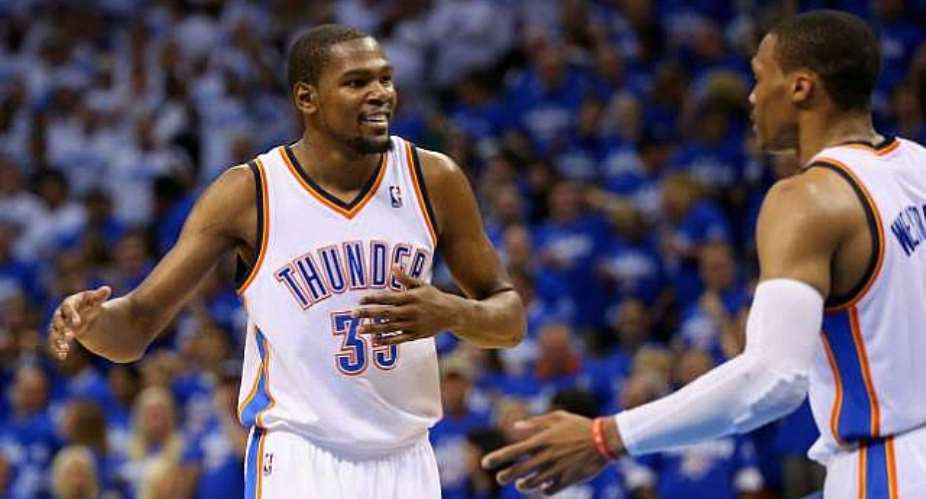 Russell Westbrook, Kevin Durant star as Thunder draw level