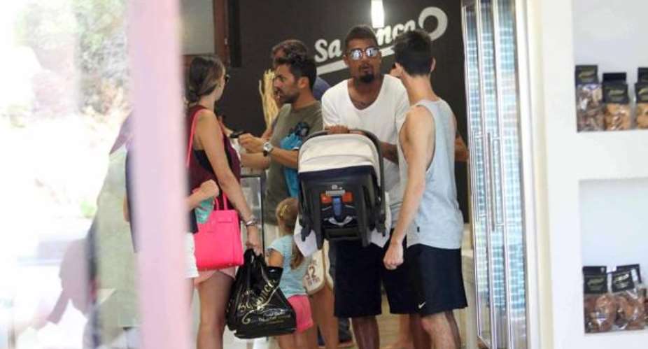 EXCLUSIVE PHOTOS: Ghana star Kevin Boateng joins wife Satta and son Maddox as they go shopping
