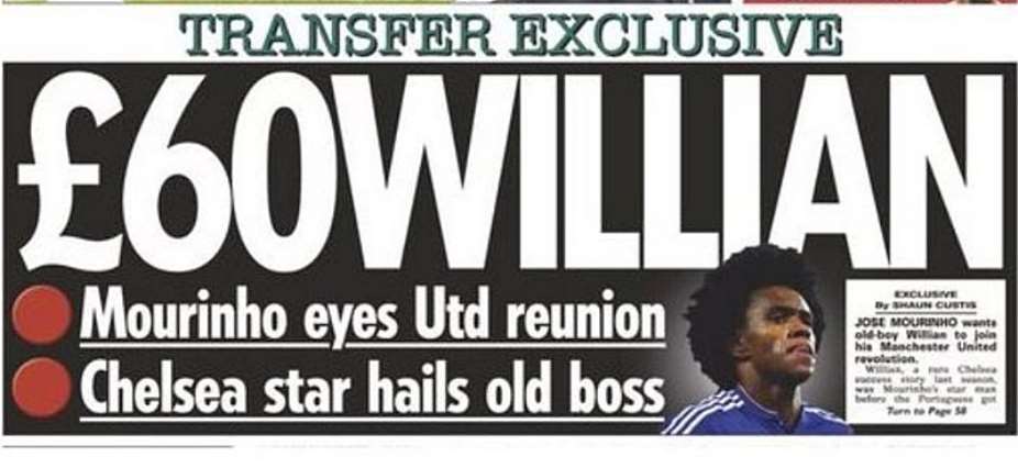Today's newspaper gossip: Mourinho targeting Willian; Arsenal told to pay 38m for Morata
