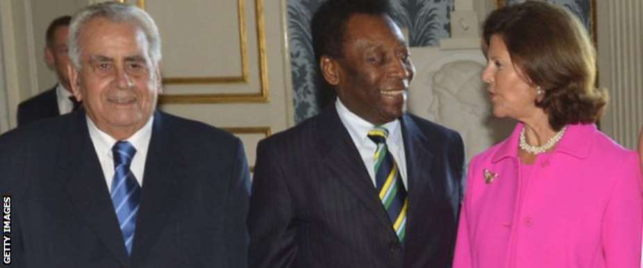 Here in 2012, Zito left and Pele meet Queen Silvia of Sweden during a reception in Stockholm