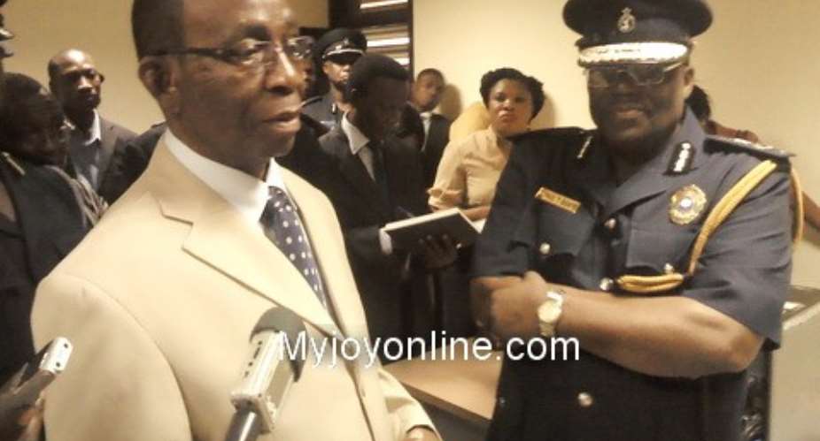 Interior Minister W.K. Aboa and IGP Paul Tawiah Quaye at the meeting