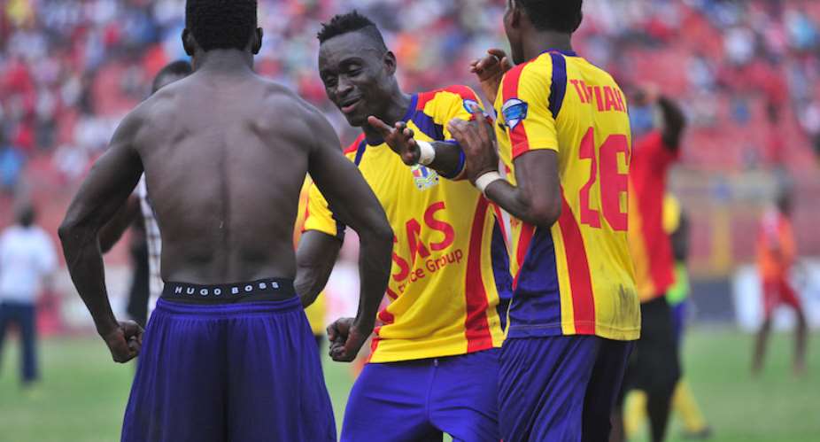 Hearts of Oak celebrating goal. During the First Capital Plus Ghana Premier League   CM IMAGES GH  Christian Thompson 