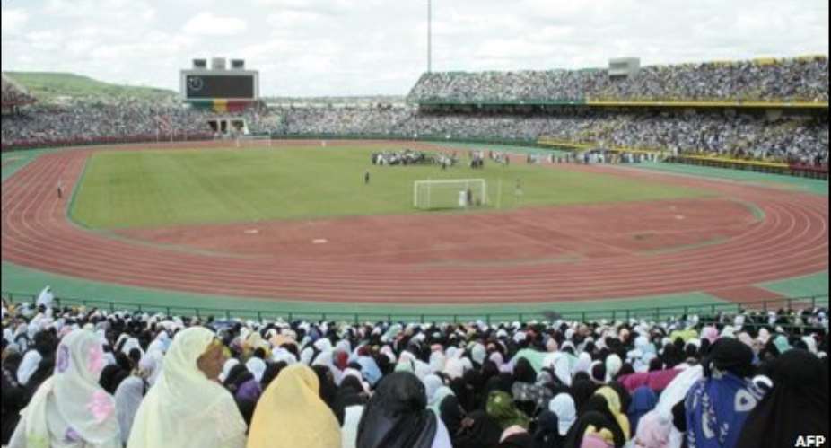 Women were among the crowd at the rally at Bamakos main stadium