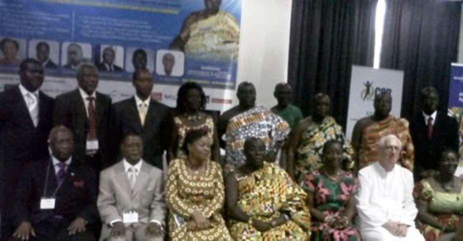 Members of the CSR Foundation in a group photograph with Okyehene, Osagyefo Amoatia Ofori Panyin II at the Conference