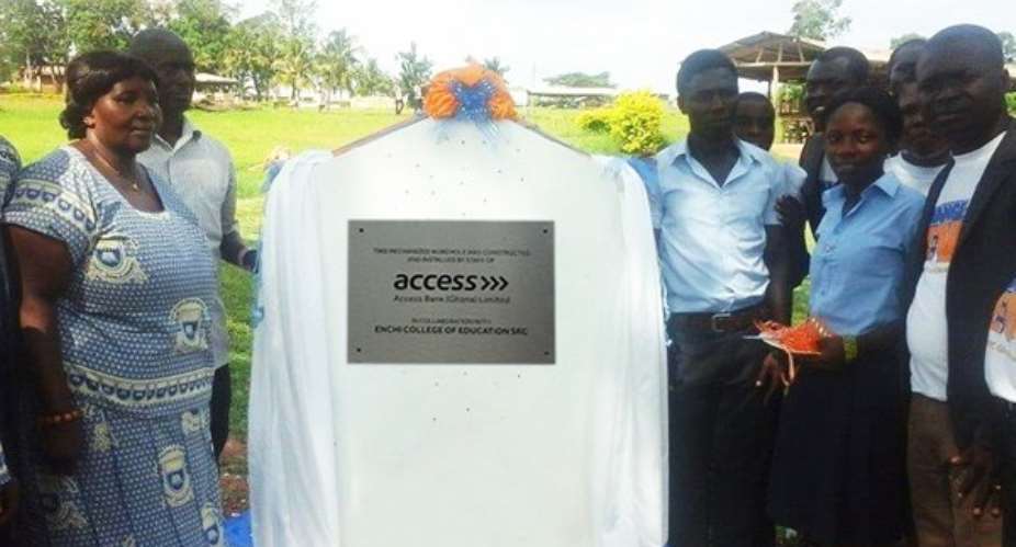 Enchi Training College receives mechanised borehole from Access Bank employees