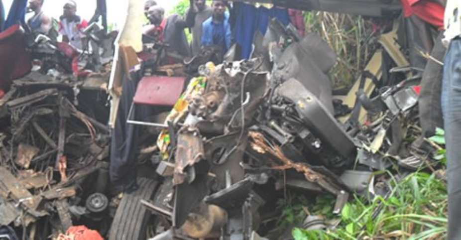 Library: Remains of a bus involved in an accident