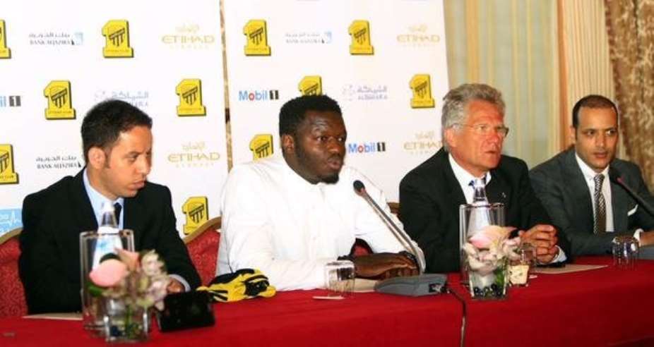 Photos: Newly-signed Muntari promises Ittihad trophies