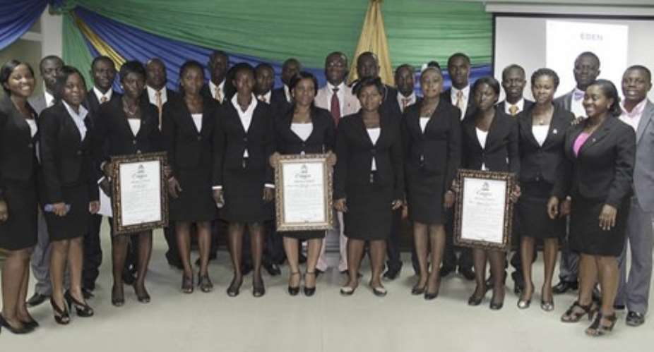 The awardees in a group pose