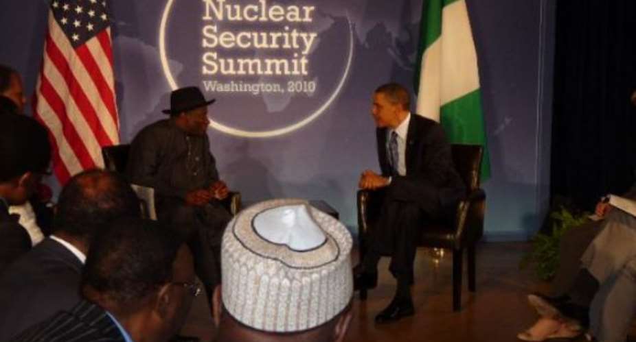 Nigeria Acting President Goodluck Jonathan meets  US President Barrack Obama in the