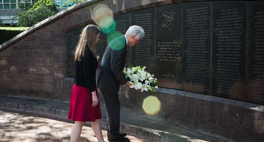 President Clinton and Chelsea Clinton at August 7 Memorial Park Today